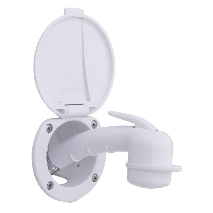 Ducha empotrada Ambassador Marine 136-0000-AW-R - Taza y tapa en blanco ártico, rociador pequeño en blanco ártico, manguera de goma blanca de 1,8 m