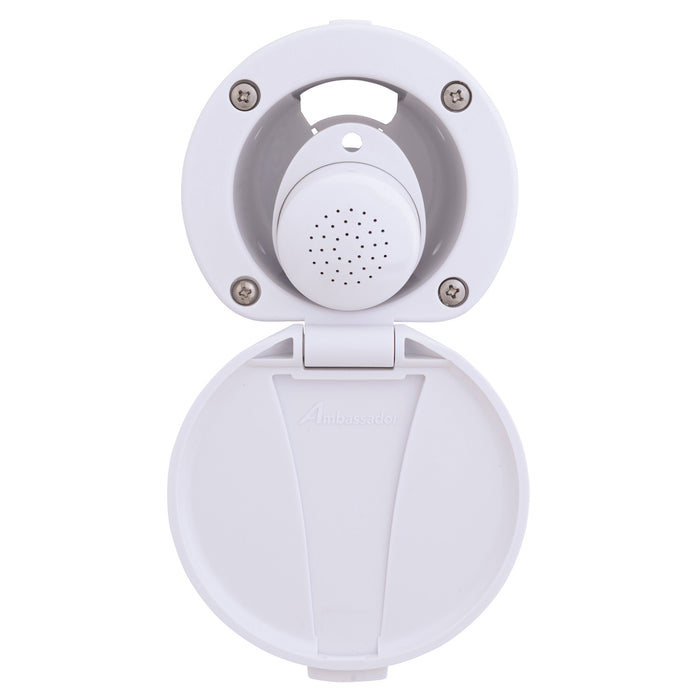 Ducha empotrada Ambassador Marine 136-0000-AW-R - Taza y tapa en blanco ártico, rociador pequeño en blanco ártico, manguera de goma blanca de 1,8 m
