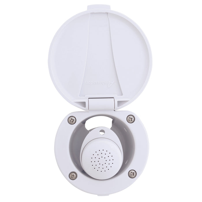 Ducha empotrada Ambassador Marine 136-0000-AW-R - Taza y tapa en blanco ártico, rociador pequeño en blanco ártico, manguera de goma blanca de 1,8 m
