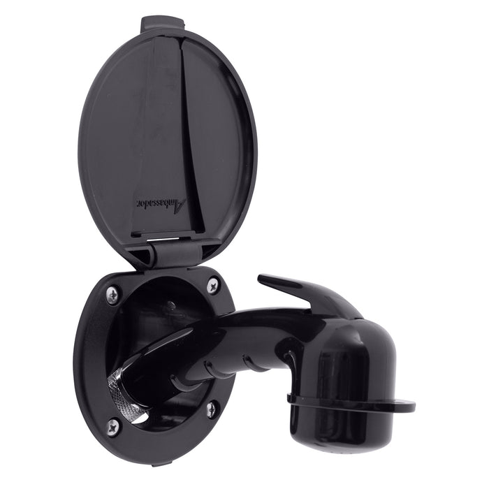 Ambassador Marine 136-0000-KP-R Recessed Shower- Black Cup & Lid, Small Black Sprayer, 6' Black Rubber Hose