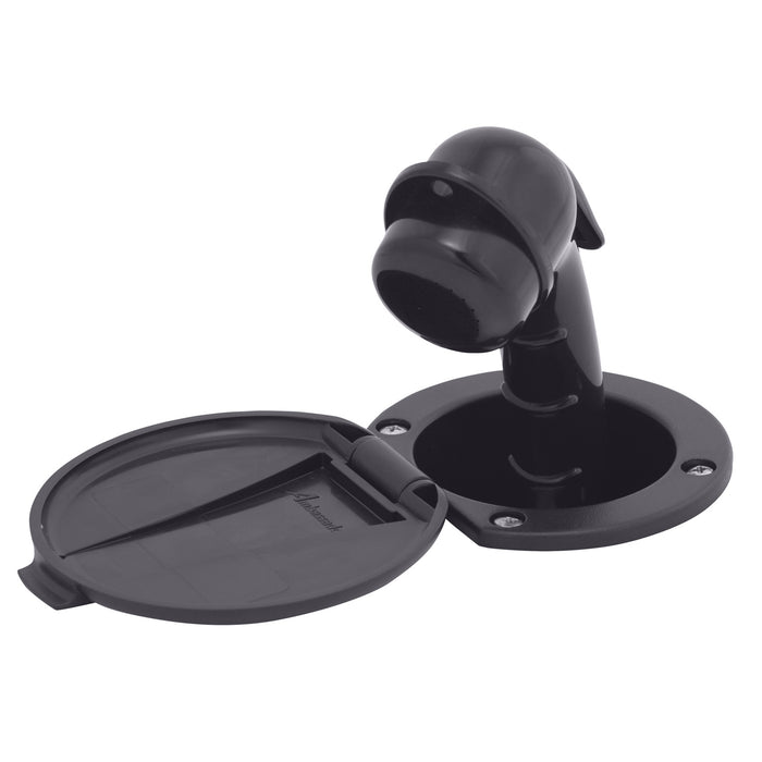 Ambassador Marine 136-0000-KP-R Recessed Shower- Black Cup & Lid, Small Black Sprayer, 6' Black Rubber Hose
