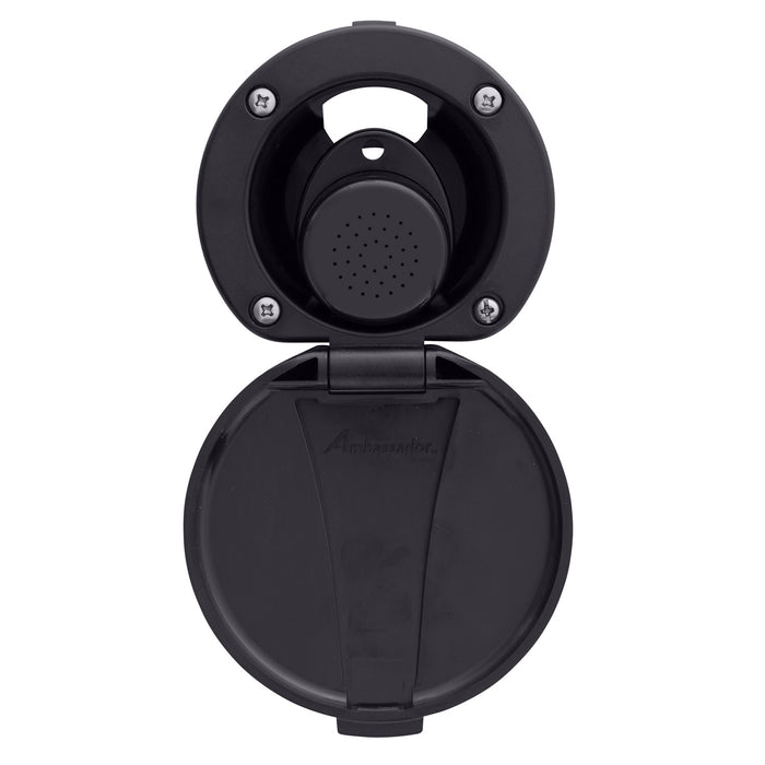 Ambassador Marine 136-0000-KP-R Recessed Shower- Black Cup & Lid, Small Black Sprayer, 6' Black Rubber Hose