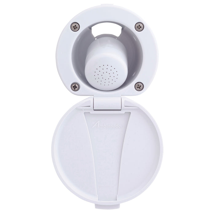 Ambassador Marine 136-0006-AW-R Recessed Shower- Arctic White Cup & Lid, Small Arctic White Sprayer (No Hook), 6' White Rubber Hose