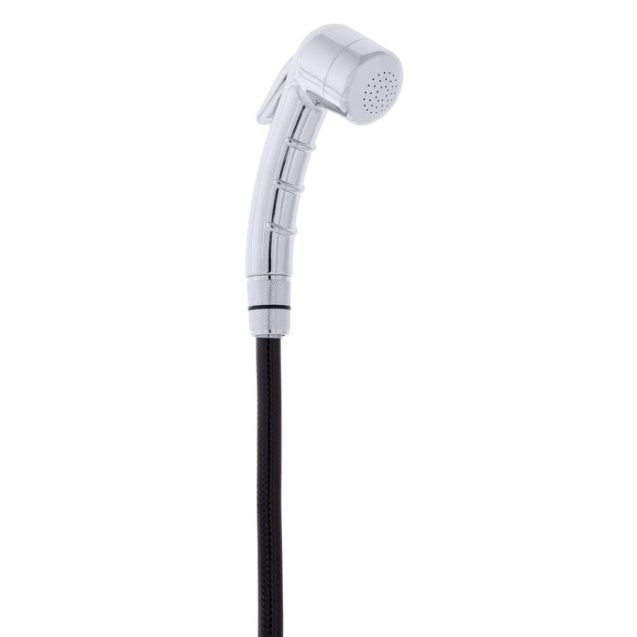 Ambassador Marine 136-0006-CP-R Recessed Shower- Chrome Cup & Lid, Small Chrome Sprayer (No Hook), 6' Black Rubber Hose