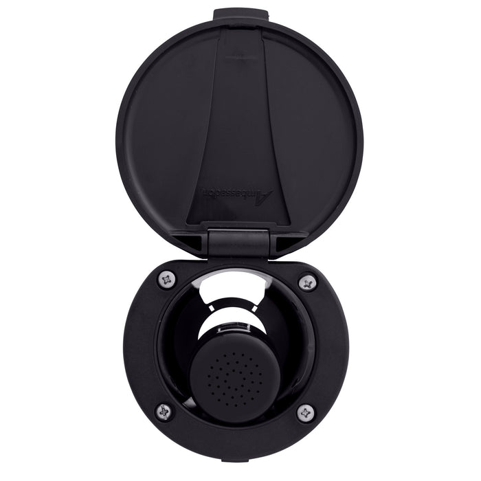 Ducha empotrada Ambassador Marine 136-0006-KP-R - Vaso y tapa negros, rociador negro pequeño (sin gancho), manguera de goma negra de 1,8 m