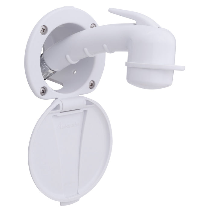 Ambassador Marine 136-0007-AW-R Recessed Shower- Arctic White Cup & Lid, Small Arctic White Sprayer, 10' White Rubber Hose