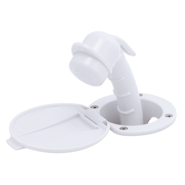 Ambassador Marine 136-0007-AW-R Recessed Shower- Arctic White Cup & Lid, Small Arctic White Sprayer, 10' White Rubber Hose