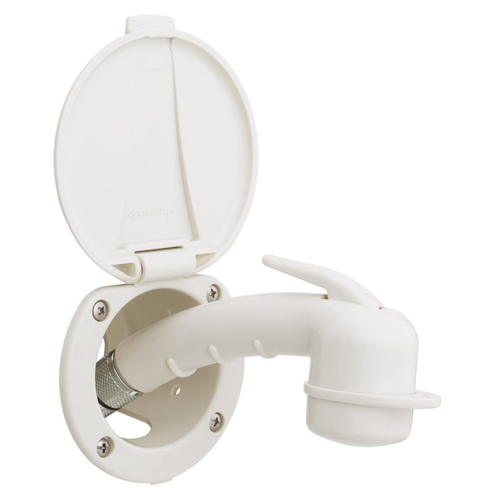 Ducha empotrada Ambassador Marine 136-0007-WH-R - Taza y tapa en blanco cálido, rociador pequeño en blanco cálido, manguera de goma blanca de 3 m
