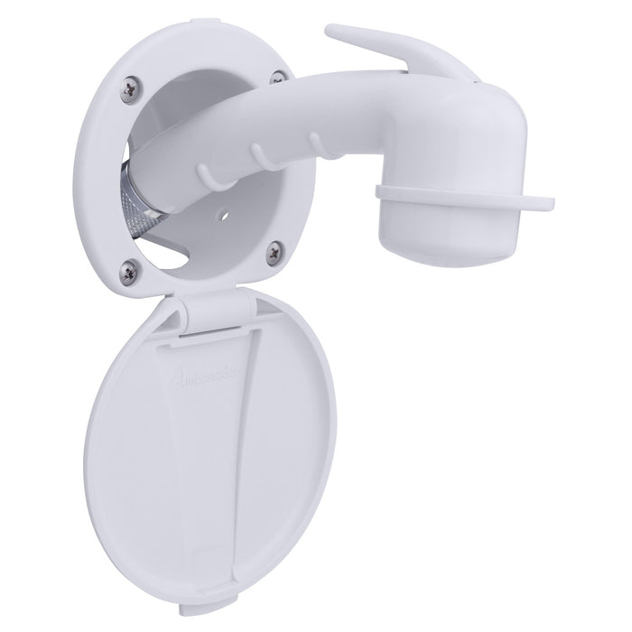 Ambassador Marine 136-0008-AW-R Recessed Shower- Arctic White Cup & Lid, Small Arctic White Sprayer, 6' Stainless Steel Hose
