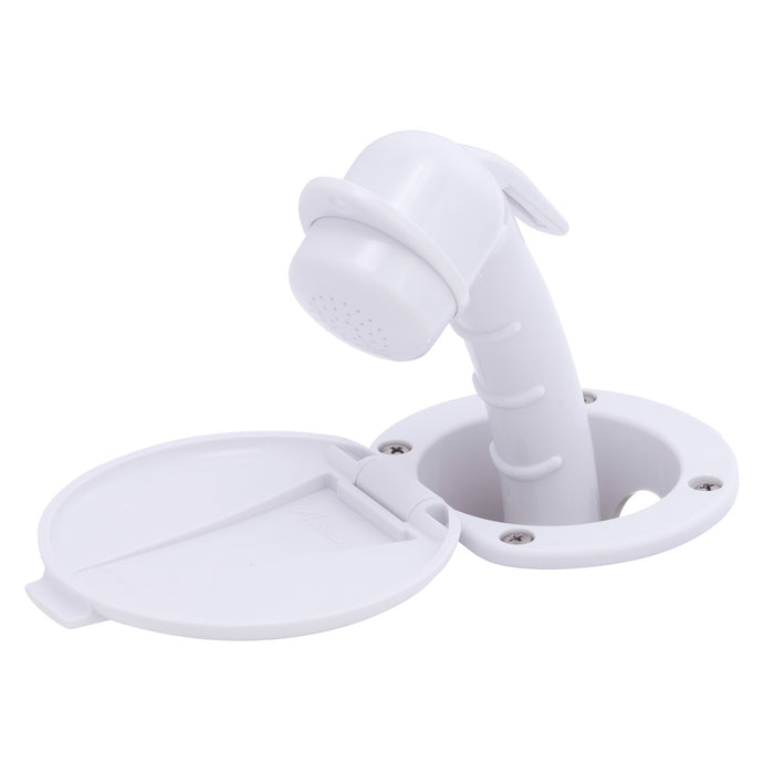 Ambassador Marine 136-0008-AW-R Recessed Shower- Arctic White Cup & Lid, Small Arctic White Sprayer, 6' Stainless Steel Hose