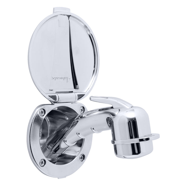 Ambassador Marine 136-0008-CP-R Recessed Shower- Chrome Cup & Lid, Small Chrome Sprayer, 6' Stainless Steel Hose