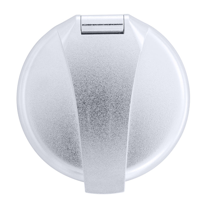 Ducha empotrada Ambassador Marine 136-0012-CW-R con taza y tapa cromadas, rociador Hammer-Head blanco cálido y manguera de goma blanca de 1,8 m