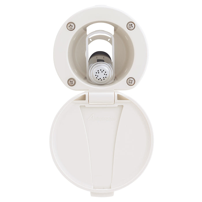 Ambassador Marine 136-0012-WH-R Recessed Shower- Warm White Cup & Lid, Hammer-Head Warm White Sprayer, 6' White Rubber Hose