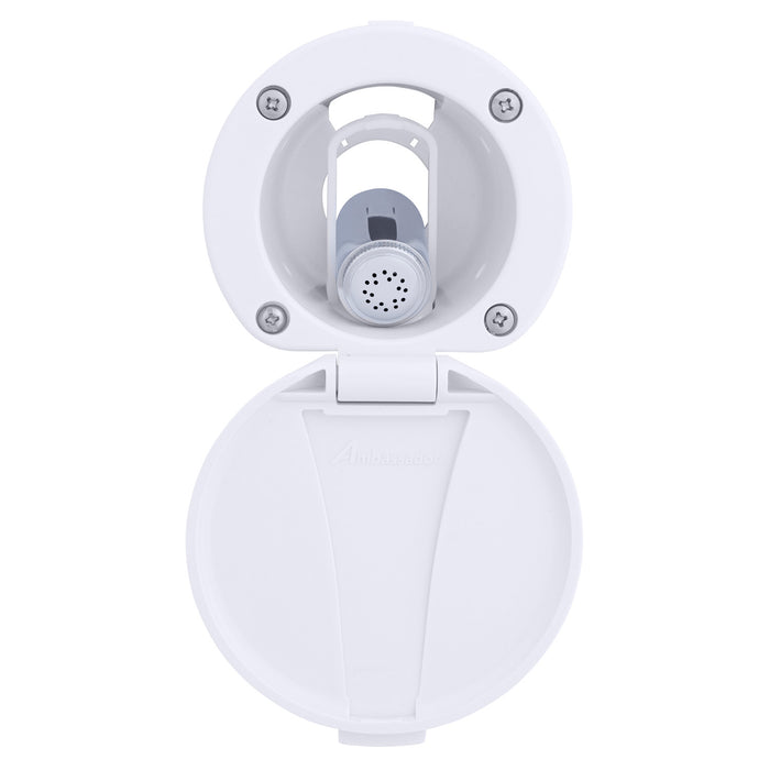 Ambassador Marine 136-0014-AW-R Recessed Shower- Arctic White Cup & Lid, Hammer-Head Arctic White Sprayer, 10' White Rubber Hose