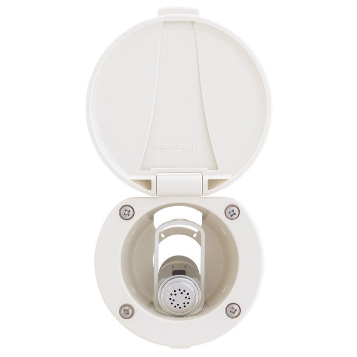 Ambassador Marine 136-0014-WH-R Recessed Shower- Warm White Cup & Lid, Hammer-Head Warm White Sprayer, 10' White Rubber Hose