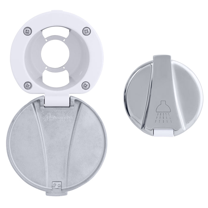 Ambassador Marine 136-0015-AW Recessed Cup & Lid Set (Stainless Steel Lid / Plastic Cup) (Arctic White)