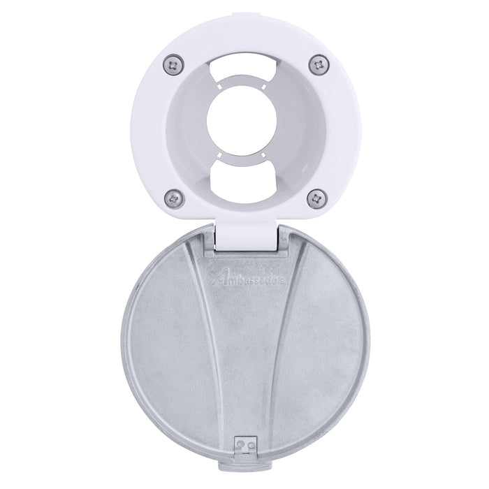 Ambassador Marine 136-0015-AW Recessed Cup & Lid Set (Stainless Steel Lid / Plastic Cup) (Arctic White)