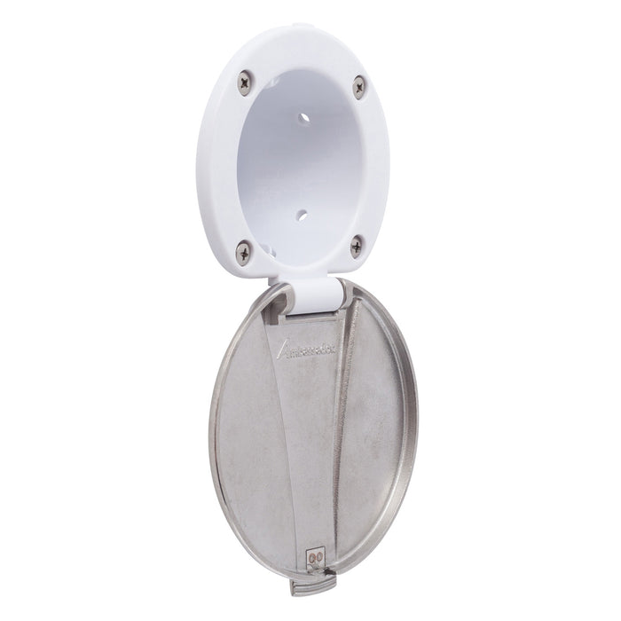 Ambassador Marine 136-0015-AW Recessed Cup & Lid Set (Stainless Steel Lid / Plastic Cup) (Arctic White)