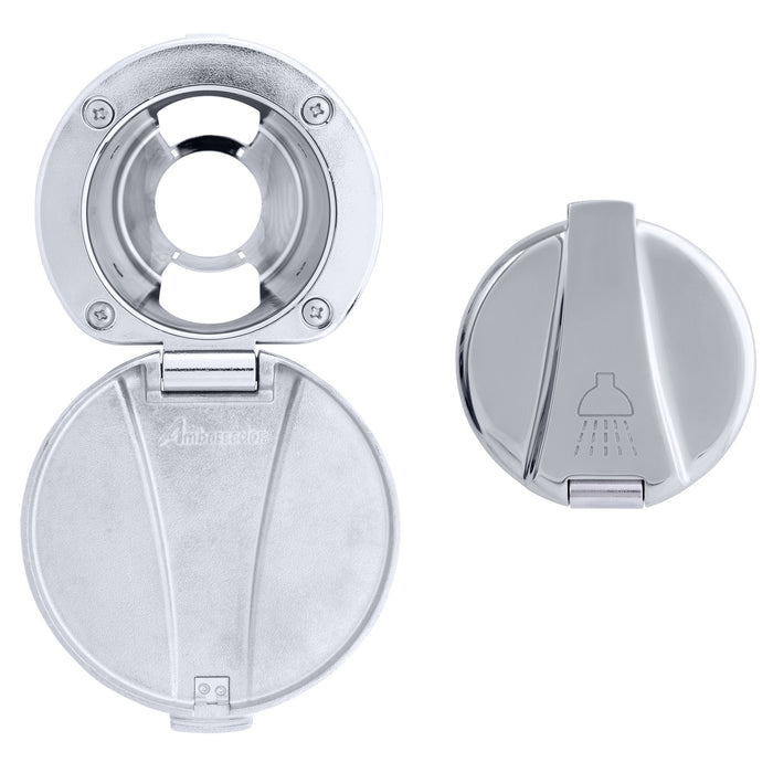 Ambassador Marine 136-0015-CP Recessed Cup & Lid Set (Stainless Steel Lid / Plastic Cup) (Chrome)