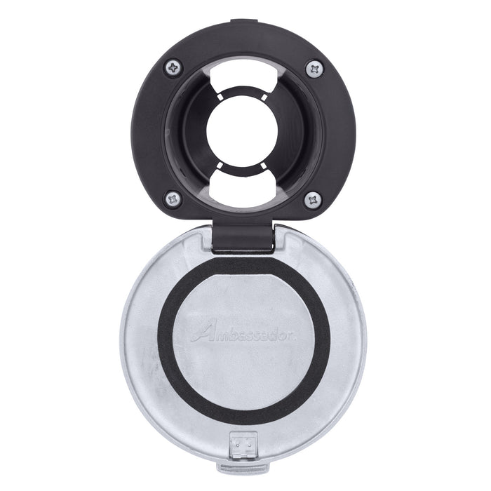 Ambassador Marine 136-0015-KP Recessed Cup & Lid Set (Stainless Steel Lid w/Gasket / Plastic Cup) (Black)
