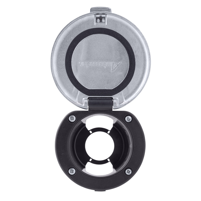 Ambassador Marine 136-0015-KP Recessed Cup & Lid Set (Stainless Steel Lid w/Gasket / Plastic Cup) (Black)
