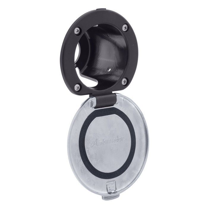 Ambassador Marine 136-0015-KP Recessed Cup & Lid Set (Stainless Steel Lid w/Gasket / Plastic Cup) (Black)