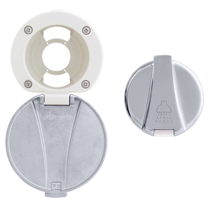 Ambassador Marine 136-0015-WH Recessed Cup & Lid Set (Stainless Steel Lid / Plastic Cup) (Warm White)