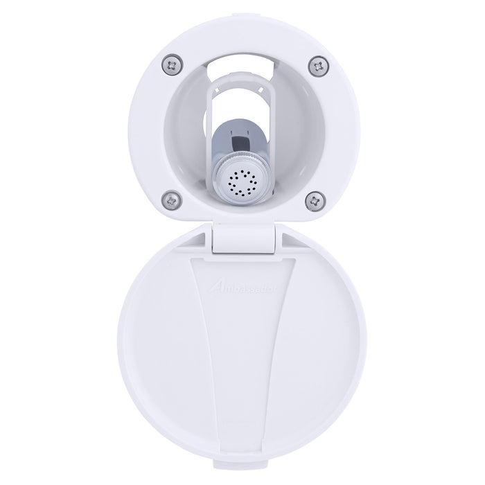 Ambassador Marine 136-0016-AW-R Recessed Shower- Arctic White Cup & Lid, Hammer-Head Arctic White Sprayer, 6' Stainless Steel Hose