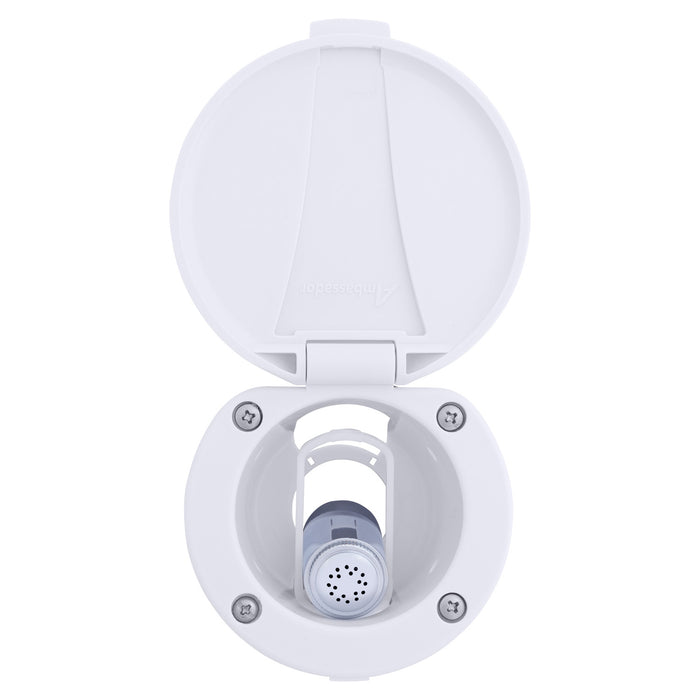 Ambassador Marine 136-0016-AW-R Recessed Shower- Arctic White Cup & Lid, Hammer-Head Arctic White Sprayer, 6' Stainless Steel Hose