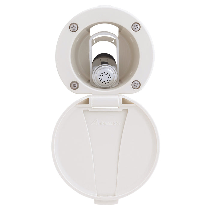 Ambassador Marine 136-0016-WH-R Recessed Shower- Warm White Cup & Lid, Hammer-Head Warm White Sprayer, 6' Stainless Steel Hose