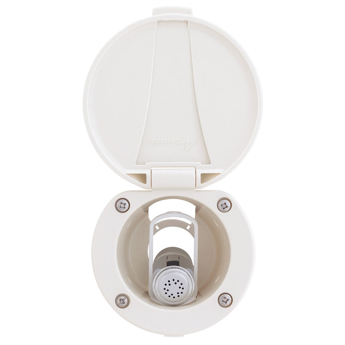 Ambassador Marine 136-0016-WH-R Recessed Shower- Warm White Cup & Lid, Hammer-Head Warm White Sprayer, 6' Stainless Steel Hose