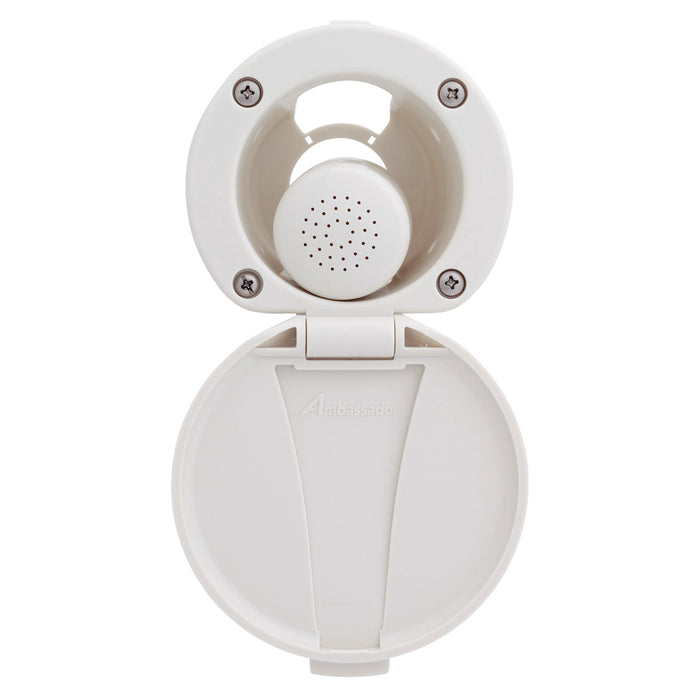 Ambassador Marine 136-0017-WH-R Recessed Shower- Warm White Cup & Lid, Small Warm White Sprayer (No Hook), 10' White Rubber Hose