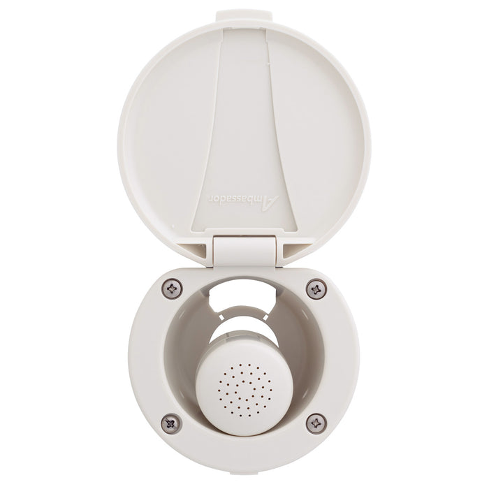 Ambassador Marine 136-0017-WH-R Recessed Shower- Warm White Cup & Lid, Small Warm White Sprayer (No Hook), 10' White Rubber Hose