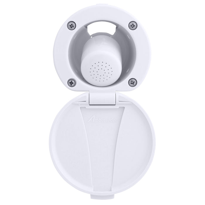 Ambassador Marine 136-0018-AW-R Recessed Shower- Arctic White Cup & Lid, Small Arctic White Sprayer (No Hook), 6' Stainless Steel Hose