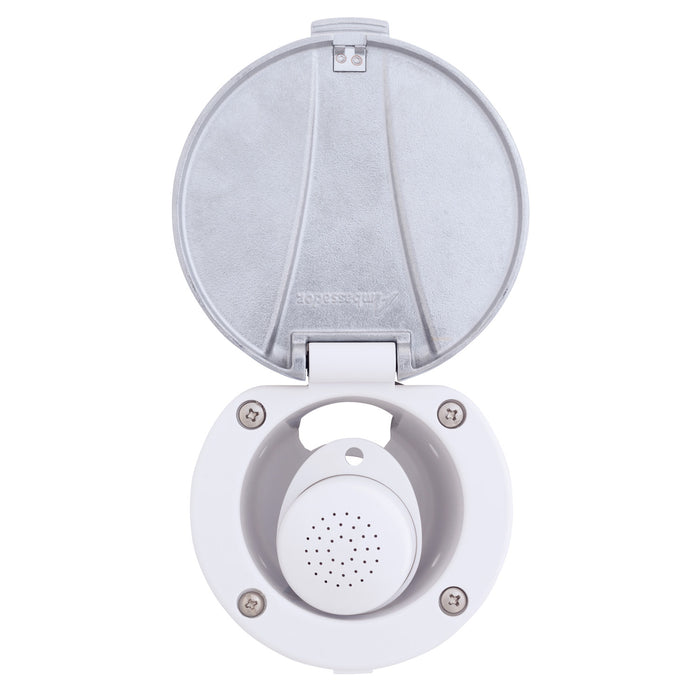 Ambassador Marine 136-0040-AW-R Recessed Shower- Arctic White Cup with Stainless Steel Lid, Small Arctic White Sprayer, 6' White Rubber Hose