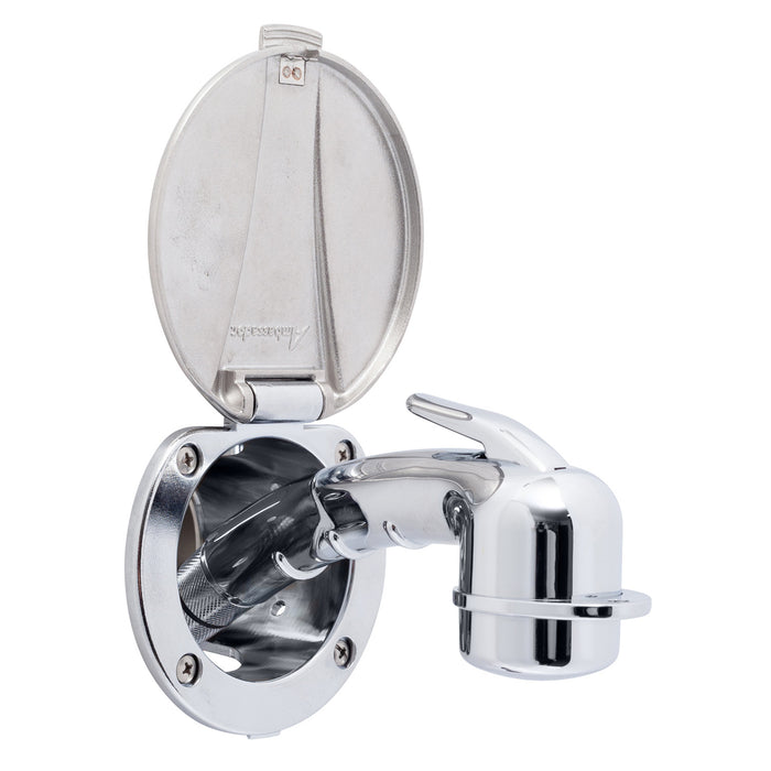 Ambassador Marine 136-0040-CP-R Recessed Shower- Chrome Cup with Stainless Steel Lid, Small Chrome Sprayer, 6' Black Rubber Hose