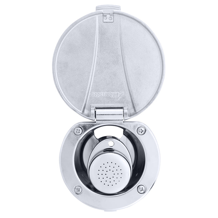 Ambassador Marine 136-0040-CP-R Recessed Shower- Chrome Cup with Stainless Steel Lid, Small Chrome Sprayer, 6' Black Rubber Hose