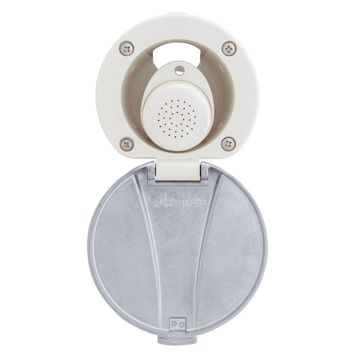 Ambassador Marine 136-0040-WH-R Recessed Shower- Warm White Cup with Stainless Steel Lid, Small Warm White Sprayer, 6' White Rubber Hose