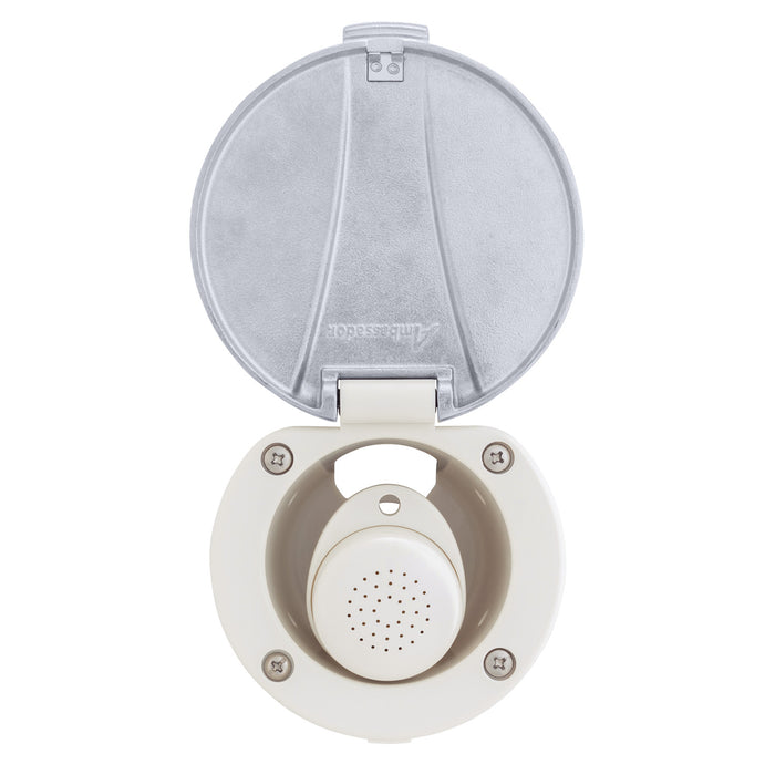 Ambassador Marine 136-0040-WH-R Recessed Shower- Warm White Cup with Stainless Steel Lid, Small Warm White Sprayer, 6' White Rubber Hose
