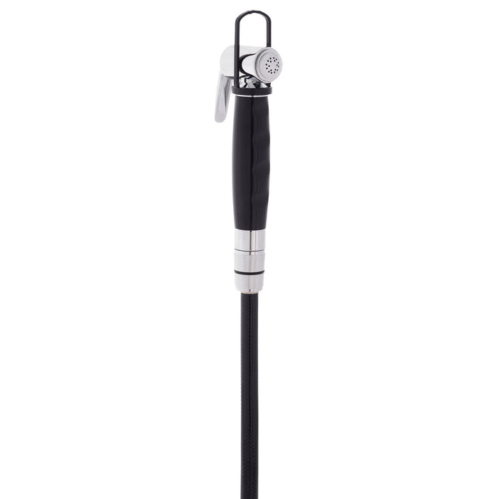 Ambassador Marine 136-0042-KP-R Recessed Shower- Black Cup with Stainless Steel Lid w/Gasket, Hammer-Head Black Sprayer, 6' Black Rubber Hose