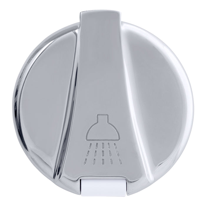 Ducha empotrada Ambassador Marine 136-0043-AW-R - Taza blanca ártica con tapa de acero inoxidable, rociador Hammer-Head blanca ártica, manguera de acero inoxidable de 1,8 m