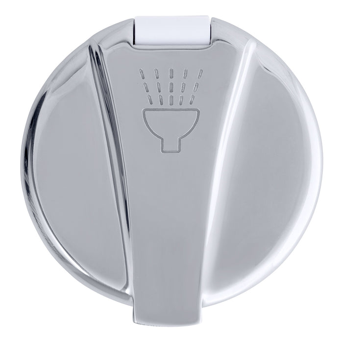 Ducha empotrada Ambassador Marine 136-0043-AW-R - Taza blanca ártica con tapa de acero inoxidable, rociador Hammer-Head blanca ártica, manguera de acero inoxidable de 1,8 m
