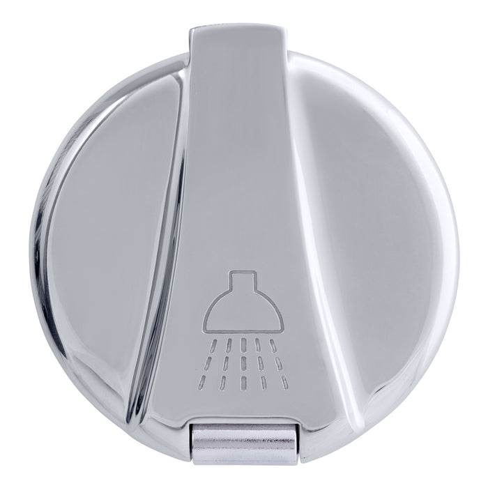 Ducha empotrada Ambassador Marine 136-0043-CW-R: taza cromada con tapa de acero inoxidable, rociador Hammer-Head blanco cálido, manguera de acero inoxidable de 1,8 m