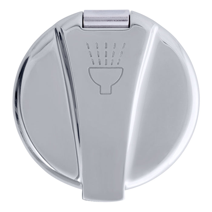Ducha empotrada Ambassador Marine 136-0043-CW-R: taza cromada con tapa de acero inoxidable, rociador Hammer-Head blanco cálido, manguera de acero inoxidable de 1,8 m