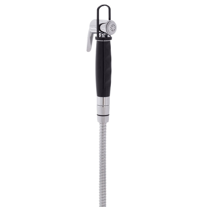 Ambassador Marine 136-0043-KP-R Recessed Shower- Black Cup with Stainless Steel Lid w/Gasket, Hammer-Head Black Sprayer, 6' Stainless Steel Hose