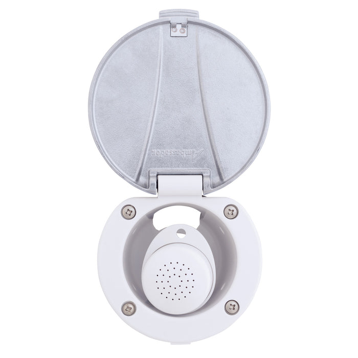 Ambassador Marine 136-0047-AW-R Recessed Shower- Arctic White Cup with Stainless Steel Lid, Small Arctic White Sprayer, 10' White Rubber Hose