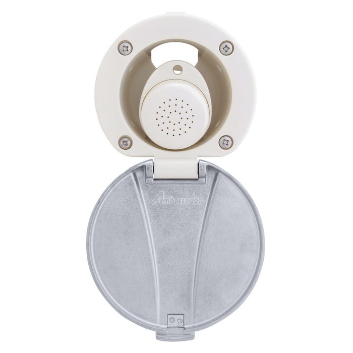 Ambassador Marine 136-0047-WH-R Recessed Shower- Warm White Cup with Stainless Steel Lid, Small Warm White Sprayer, 10' White Rubber Hose