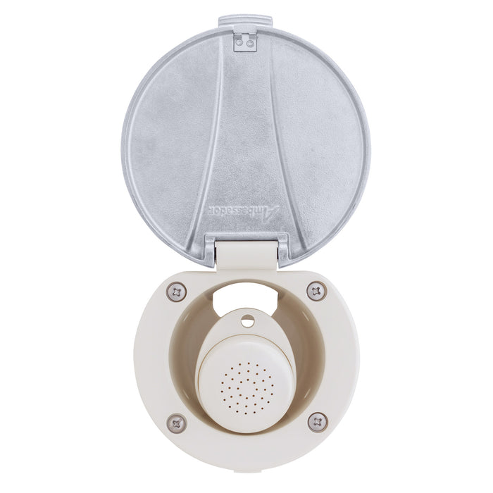 Ambassador Marine 136-0047-WH-R Recessed Shower- Warm White Cup with Stainless Steel Lid, Small Warm White Sprayer, 10' White Rubber Hose