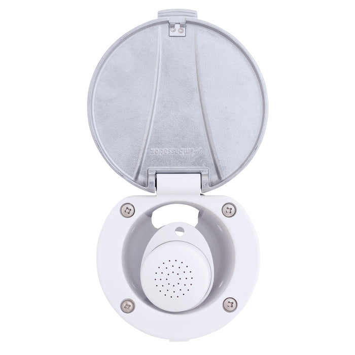 Ambassador Marine 136-0048-AW-R Recessed Shower- Arctic White Cup with Stainless Steel Lid, Small Arctic White Sprayer, 6' Stainless Steel Hose