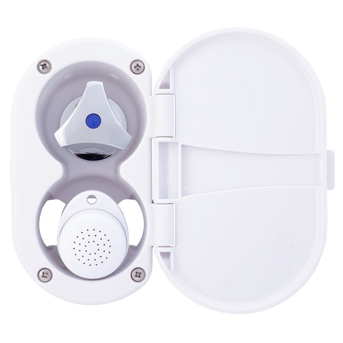 Ambassador Marine 136-0200-AW Trinidad - Ducha de popa (solo agua fría), taza y tapa en blanco ártico, rociador pequeño en blanco ártico, manguera de goma blanca de 1,8 m, manija cromada Trinidad